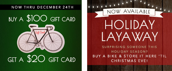 Buy a $100 gift card, get a $20 gift card!  |  Holiday Layaway Now Available